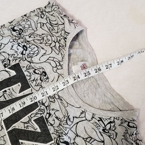 Looney Tunes TAZ Sleeveless Tank Top Muscle Shirt Grey Black Size XL - Picture 9 of 10